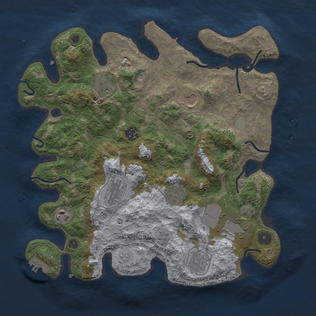 Rust Map: Procedural Map, Size: 3500, Seed: 513076649, 16 Monuments