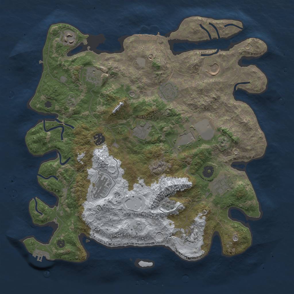 Rust Map: Procedural Map, Size: 3750, Seed: 908763071, 20 Monuments