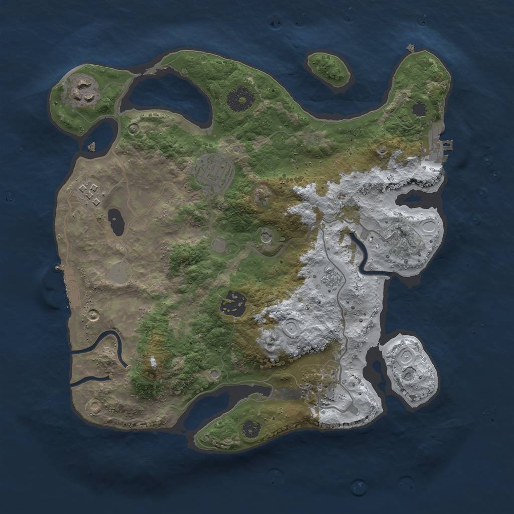 Rust Map: Procedural Map, Size: 3000, Seed: 2071272042, 14 Monuments
