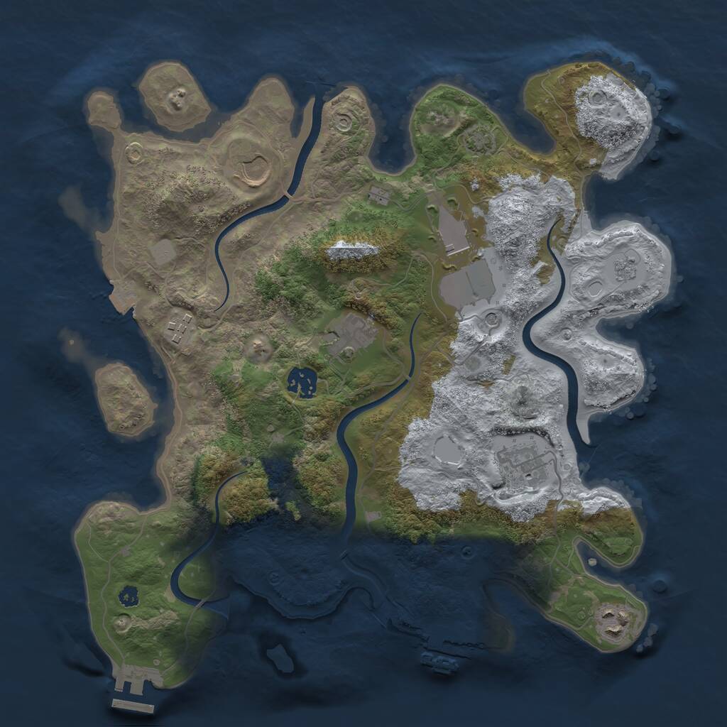 Rust Map: Procedural Map, Size: 3500, Seed: 1962671888, 13 Monuments