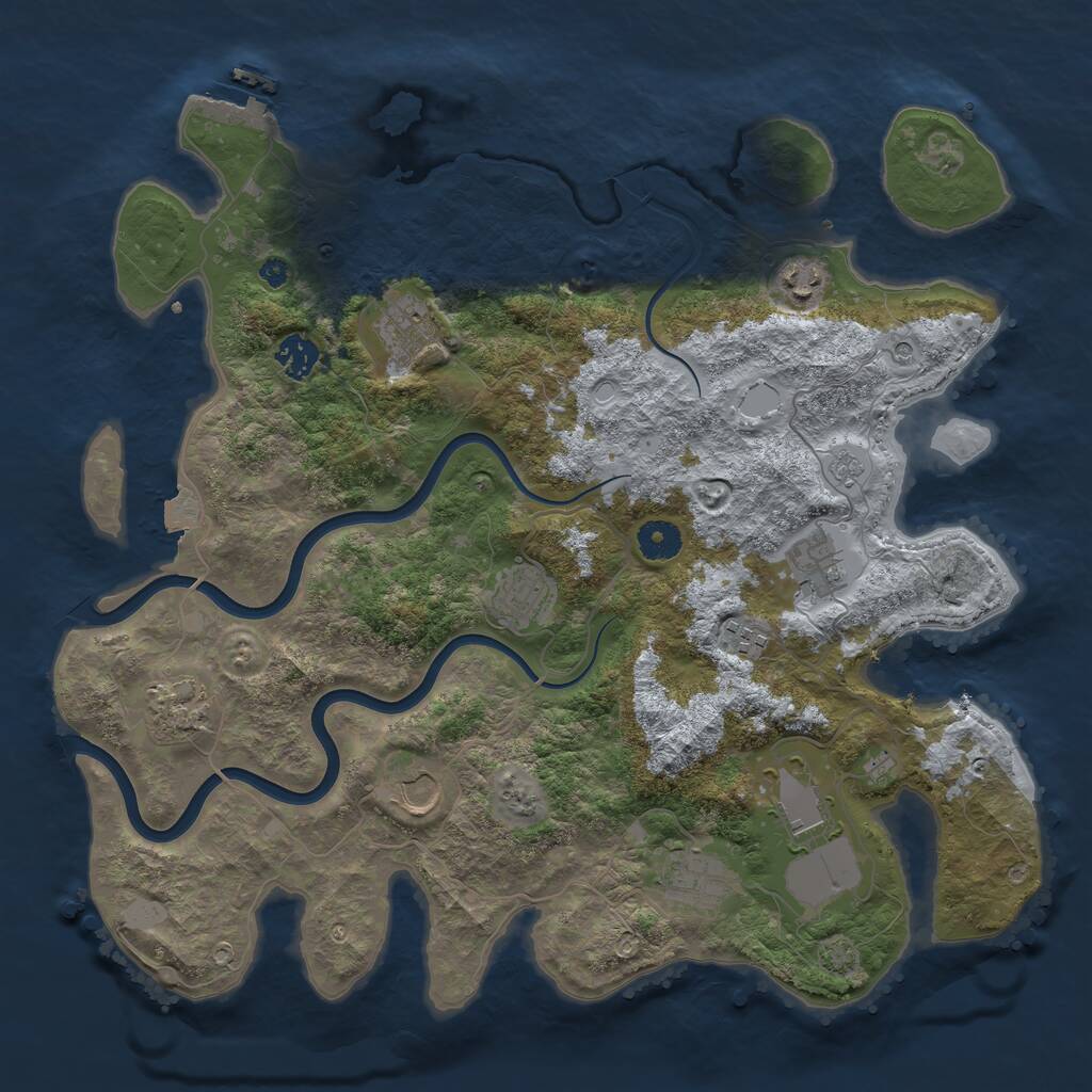 Rust Map: Procedural Map, Size: 3900, Seed: 415829749, 15 Monuments