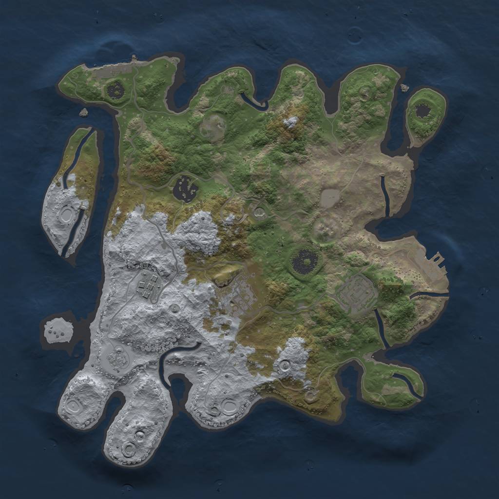Rust Map: Procedural Map, Size: 3000, Seed: 1136622883, 13 Monuments