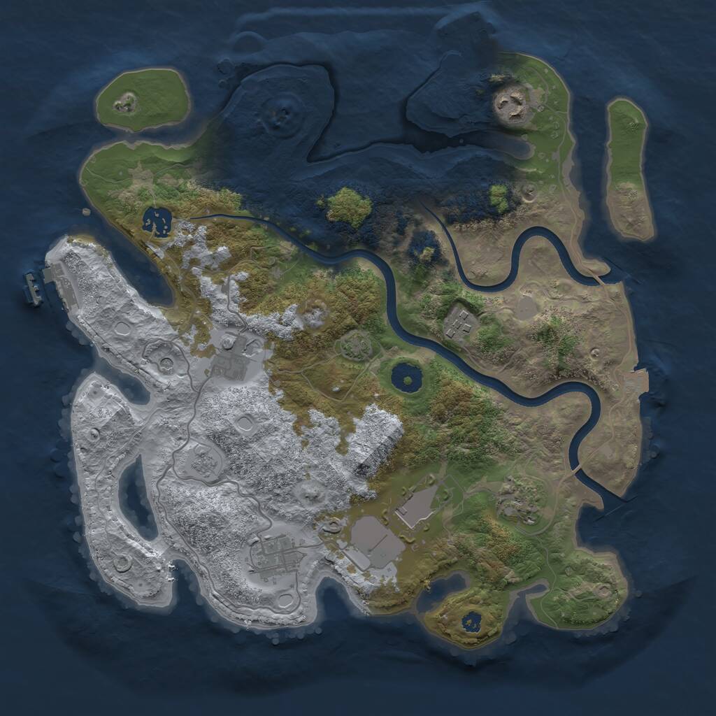 Rust Map: Procedural Map, Size: 3500, Seed: 319977991, 13 Monuments