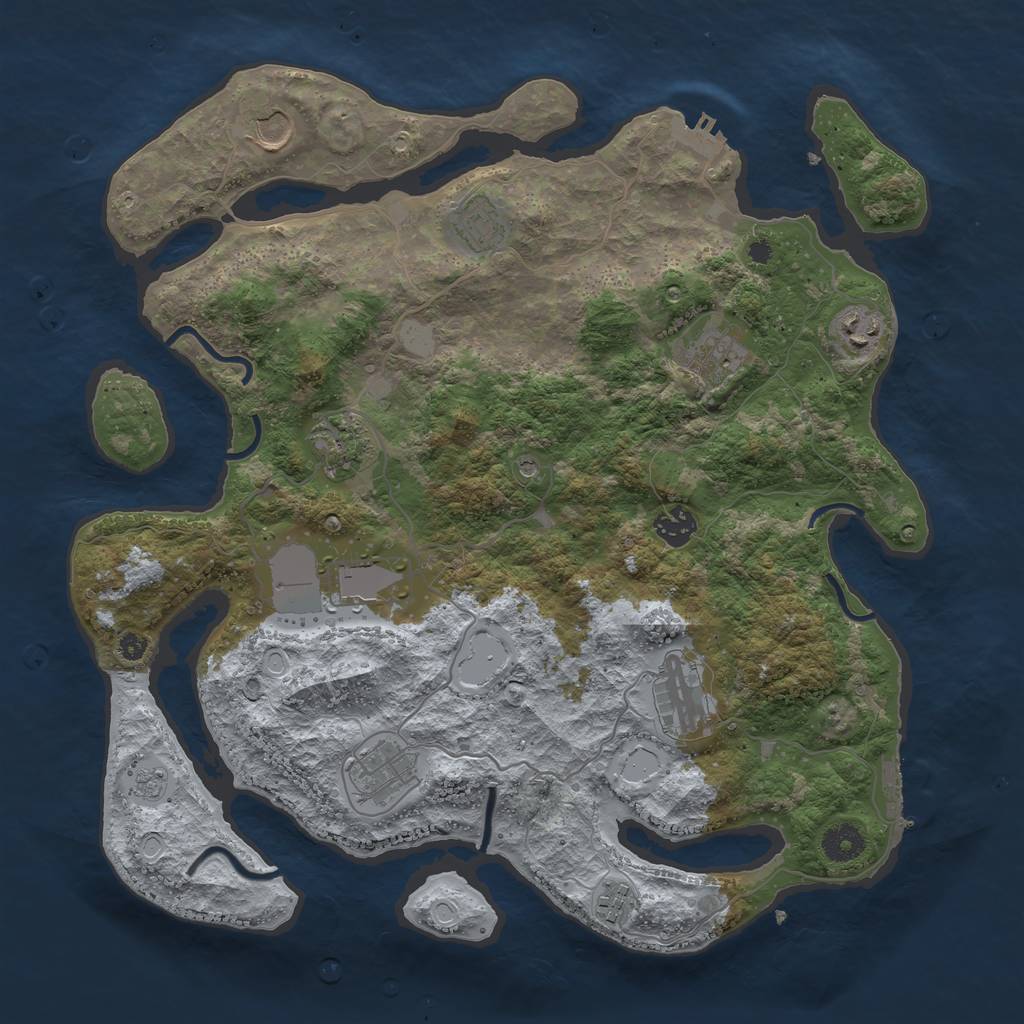 Rust Map: Procedural Map, Size: 3850, Seed: 931777961, 17 Monuments