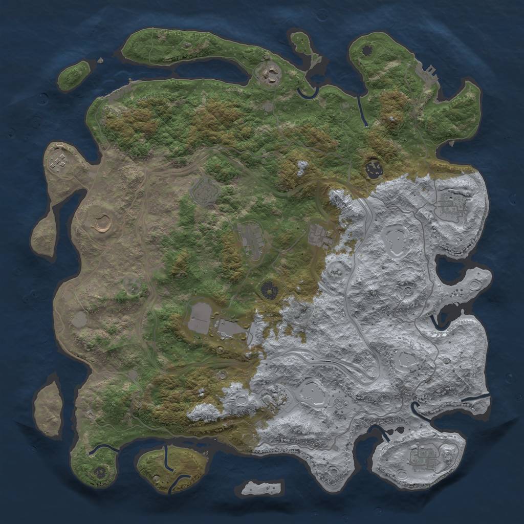 Rust Map: Procedural Map, Size: 4500, Seed: 2412, 20 Monuments