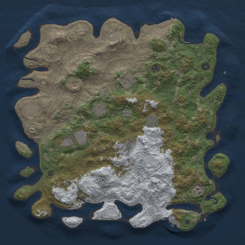 Rust Map: Procedural Map, Size: 4500, Seed: 390579584, 20 Monuments