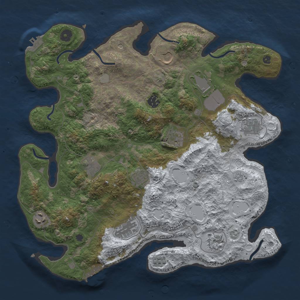 Rust Map: Procedural Map, Size: 3750, Seed: 1233470821, 20 Monuments