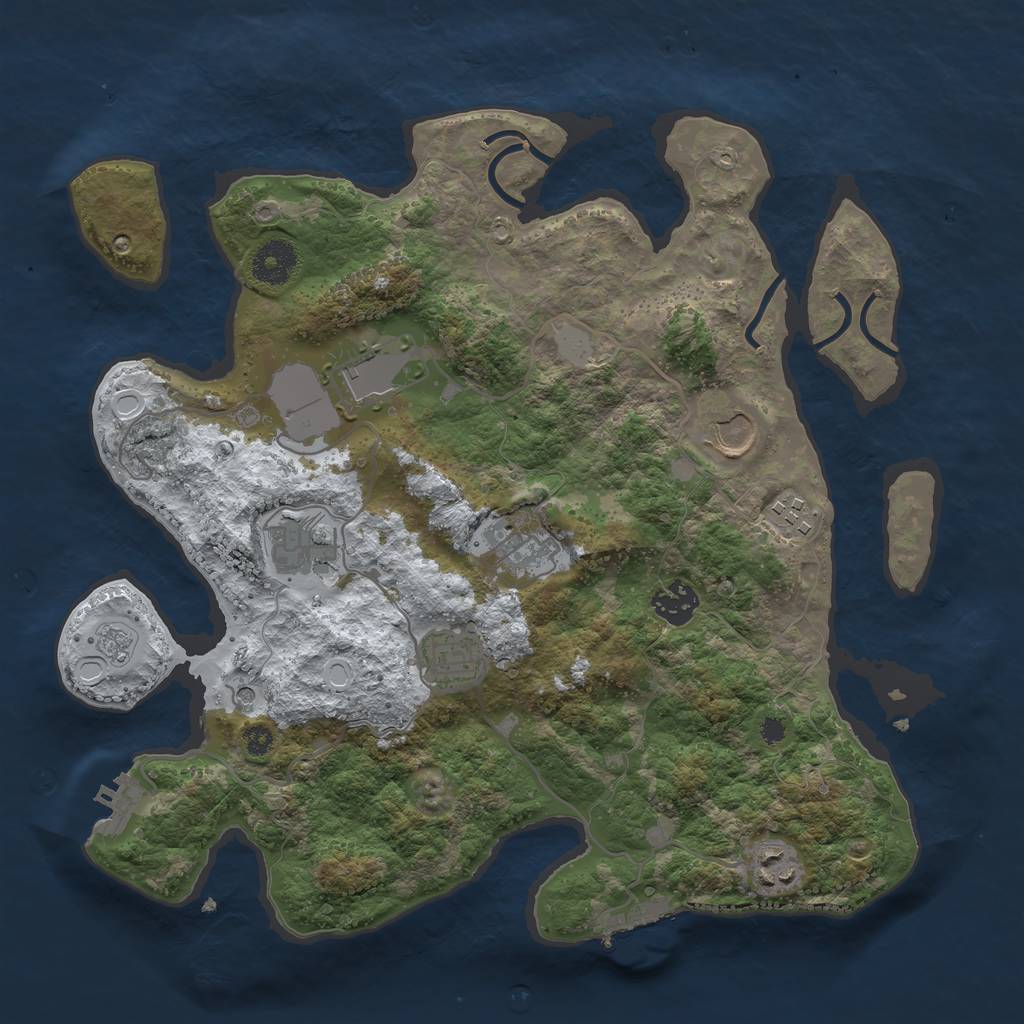 Rust Map: Procedural Map, Size: 3500, Seed: 97118378, 17 Monuments