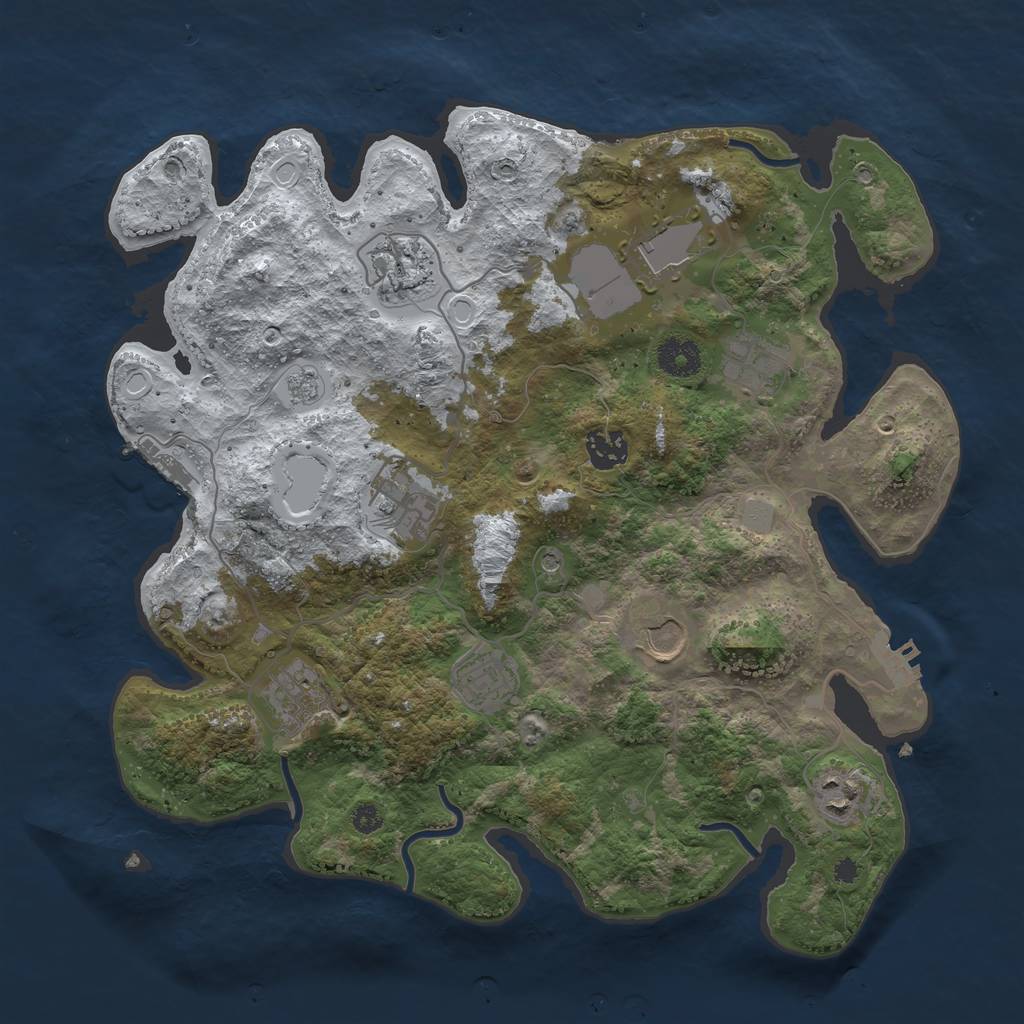 Rust Map: Procedural Map, Size: 3600, Seed: 836429069, 18 Monuments