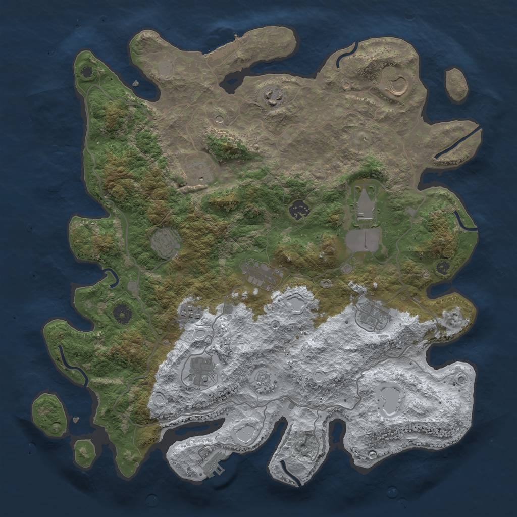Rust Map: Procedural Map, Size: 4050, Seed: 150242115, 19 Monuments