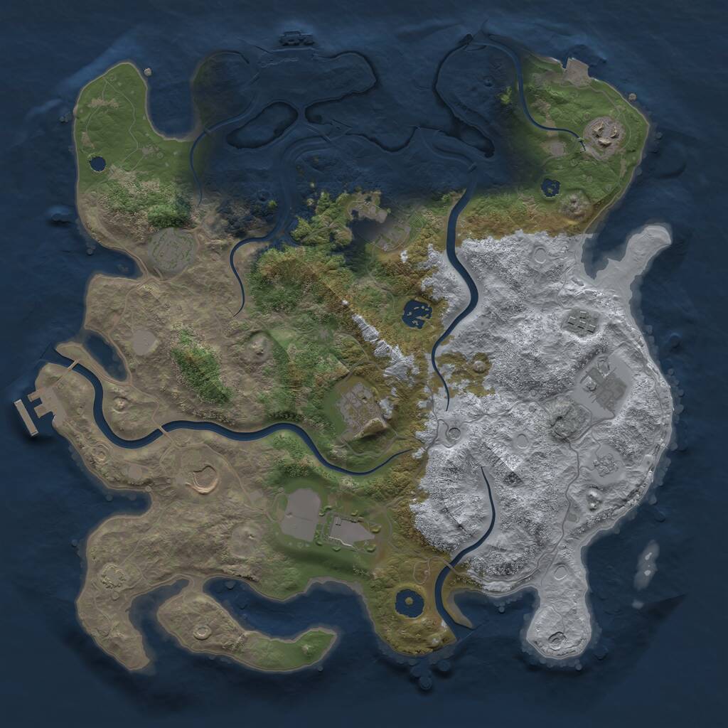 Rust Map: Procedural Map, Size: 3850, Seed: 625596866, 15 Monuments