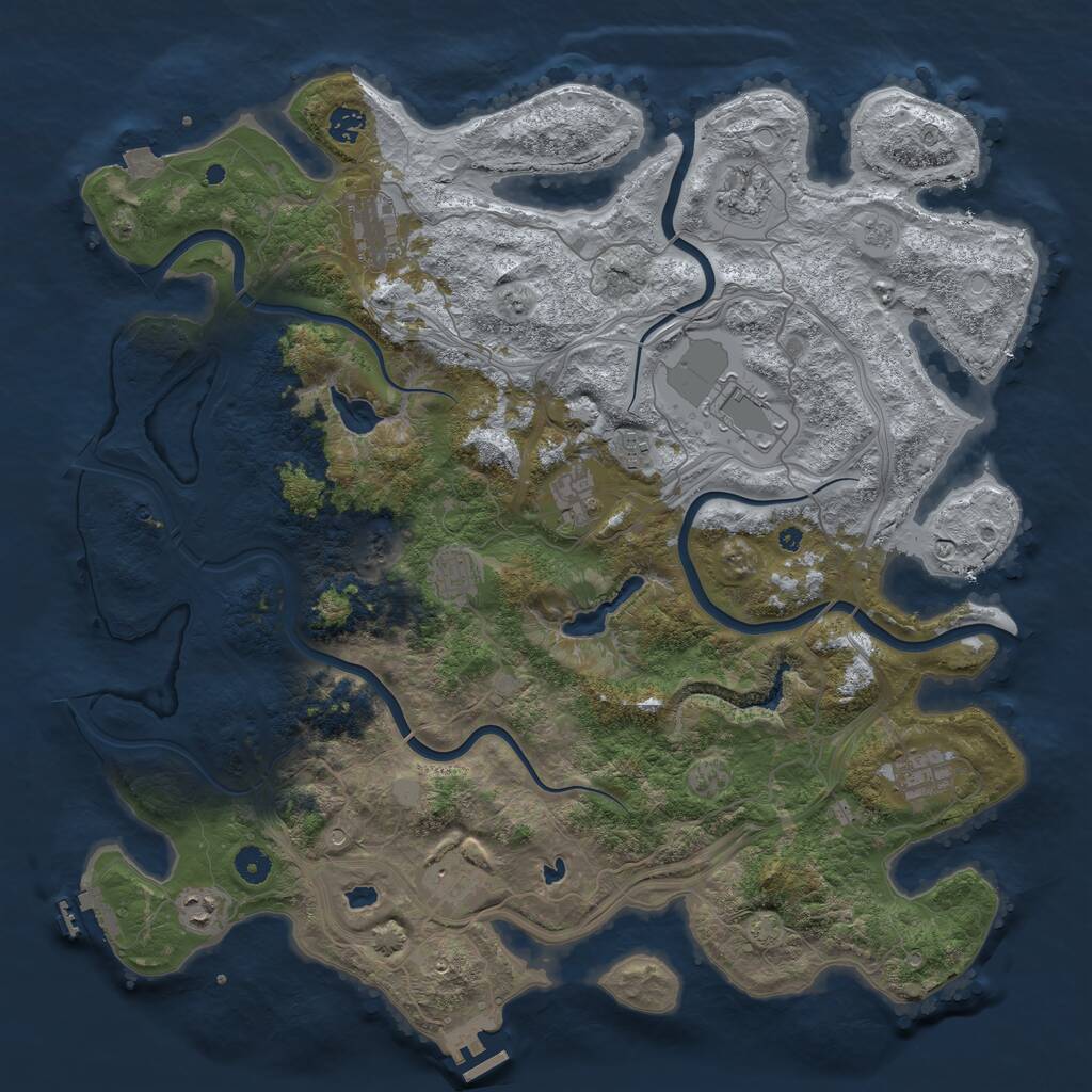 Rust Map: Procedural Map, Size: 4500, Seed: 883909890, 16 Monuments
