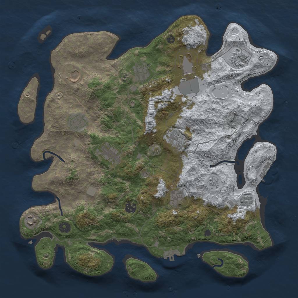 Rust Map: Procedural Map, Size: 3850, Seed: 30813556, 20 Monuments