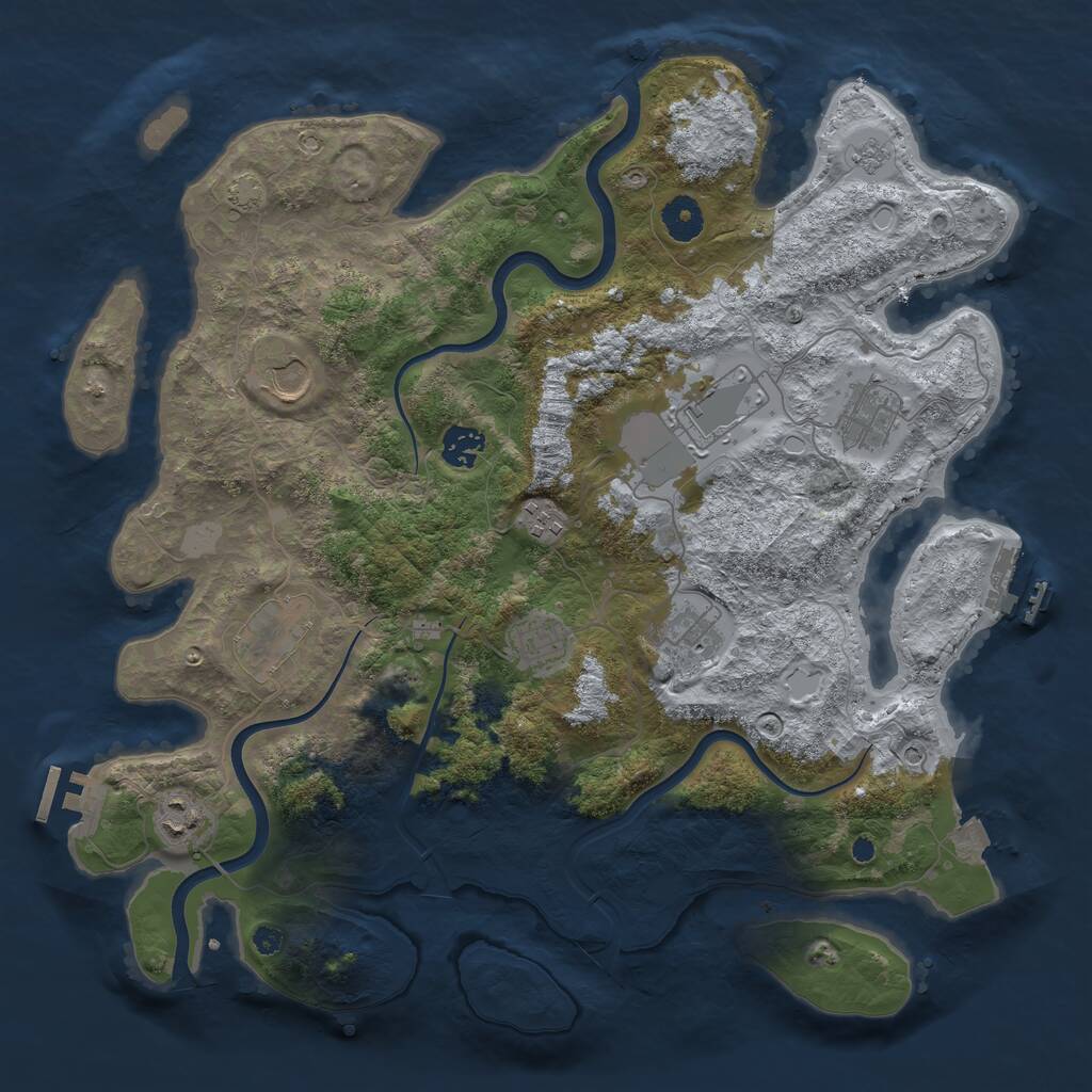 Rust Map: Procedural Map, Size: 3850, Seed: 30813556, 15 Monuments