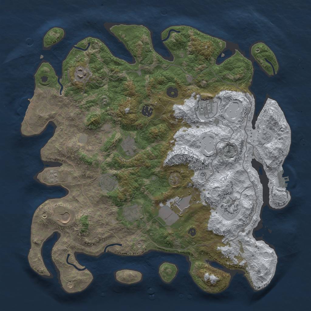 Rust Map: Procedural Map, Size: 4050, Seed: 742635068, 19 Monuments