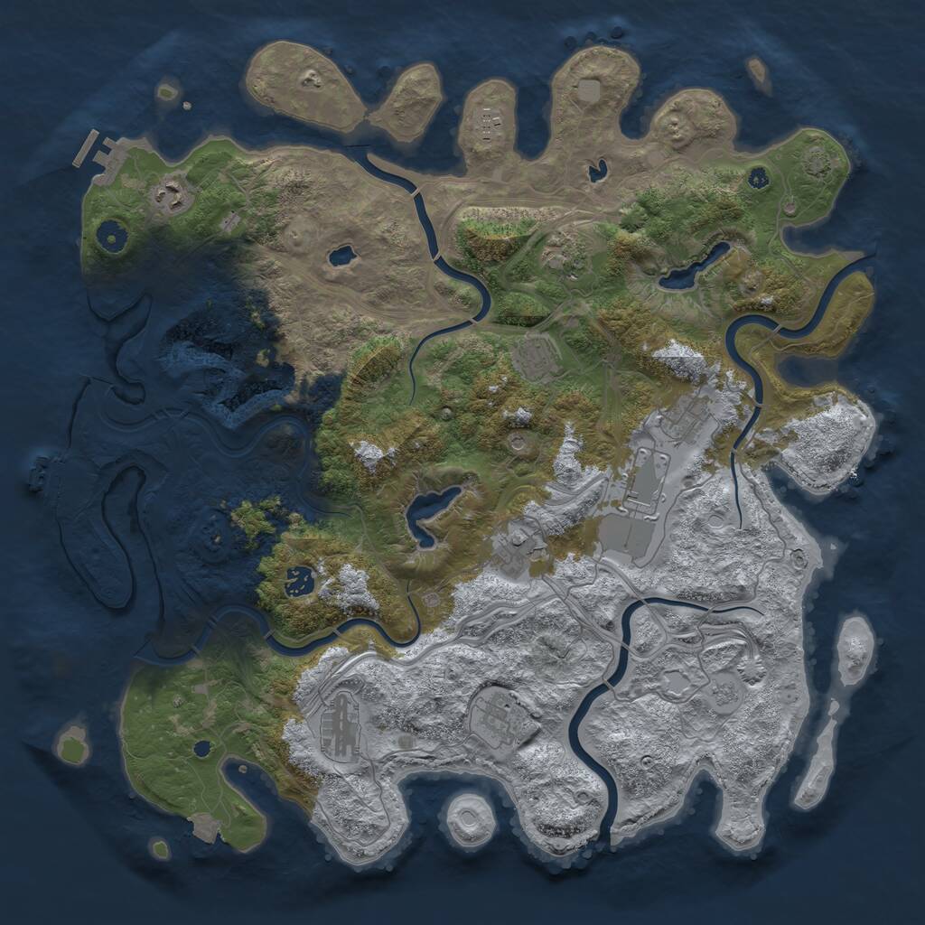 Rust Map: Procedural Map, Size: 4500, Seed: 122333589, 16 Monuments