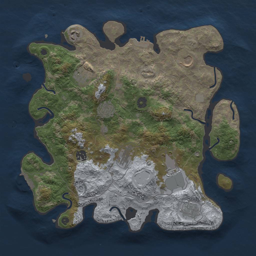 Rust Map: Procedural Map, Size: 3500, Seed: 1987274154, 17 Monuments
