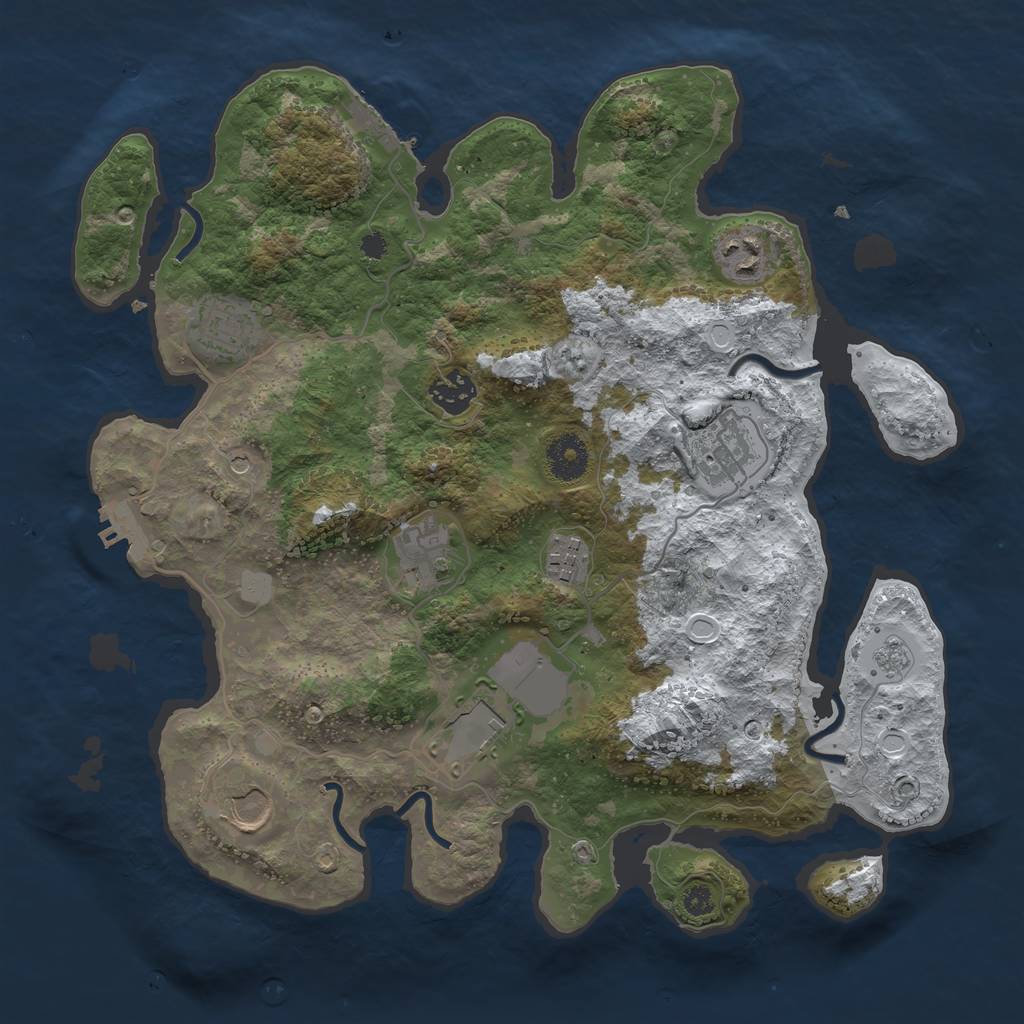 Rust Map: Procedural Map, Size: 3500, Seed: 269047985, 17 Monuments