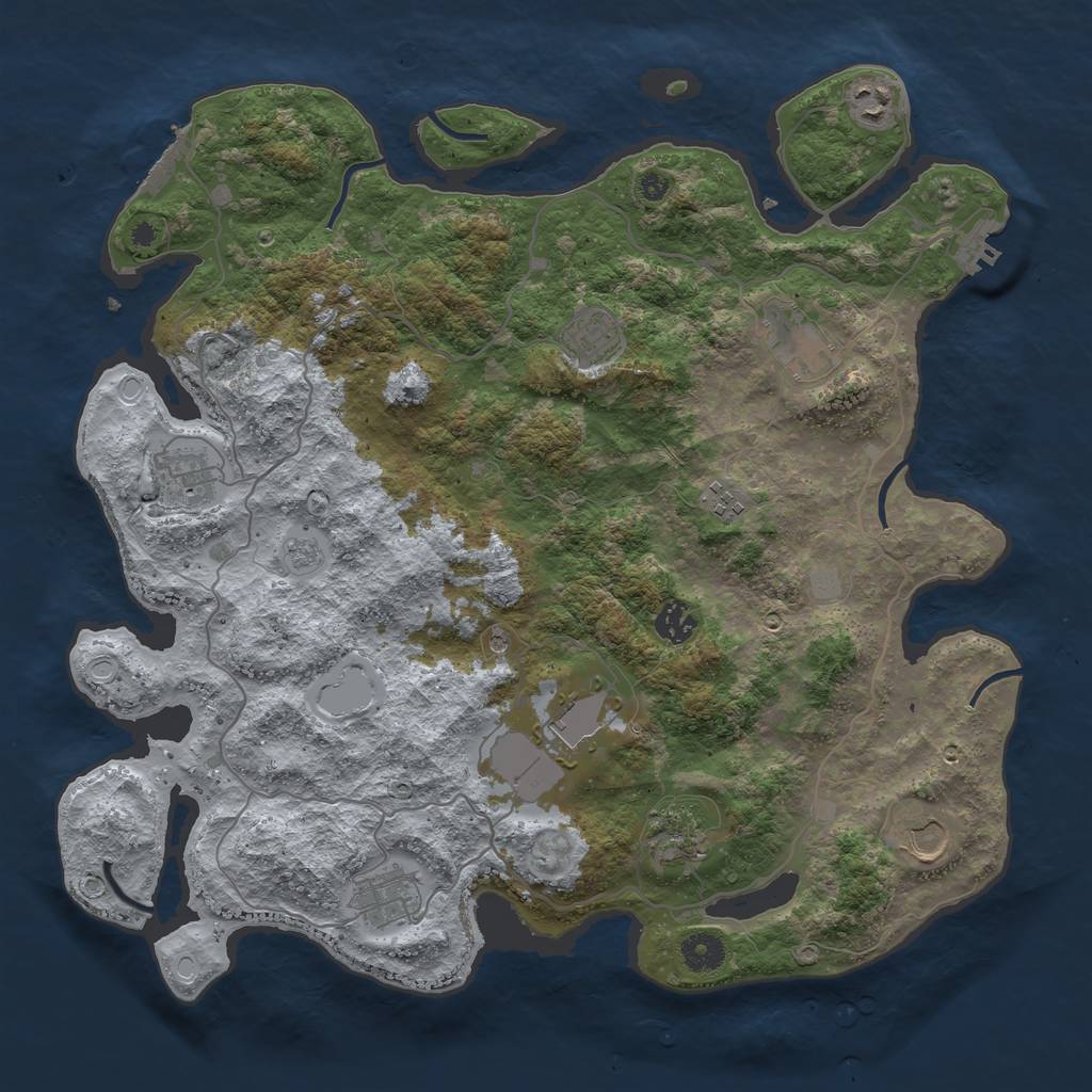 Rust Map: Procedural Map, Size: 4000, Seed: 3121, 19 Monuments