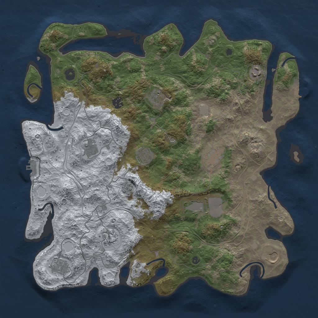 Rust Map: Procedural Map, Size: 4250, Seed: 1154778875, 20 Monuments