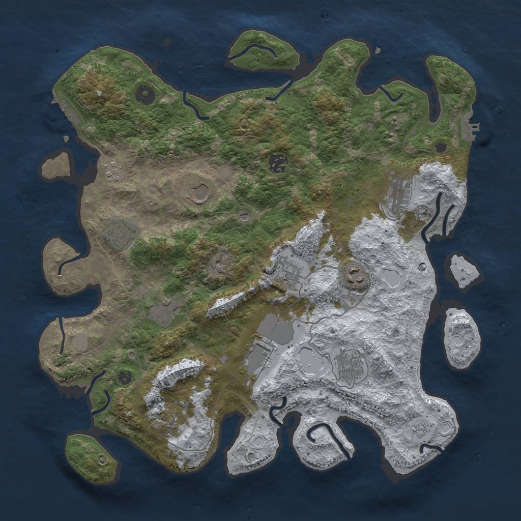 Rust Map: Procedural Map, Size: 3950, Seed: 390869824, 20 Monuments