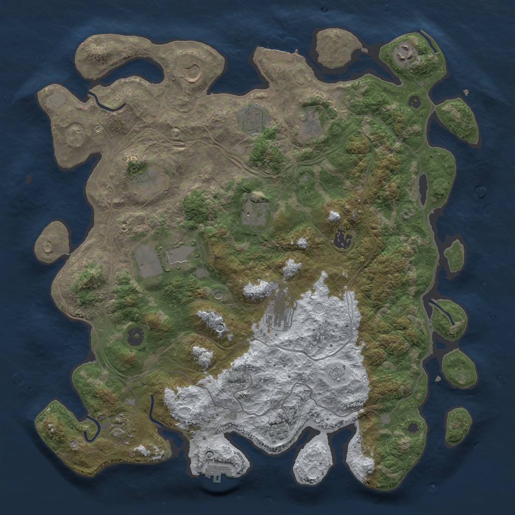 Rust Map: Procedural Map, Size: 4250, Seed: 583954918, 20 Monuments