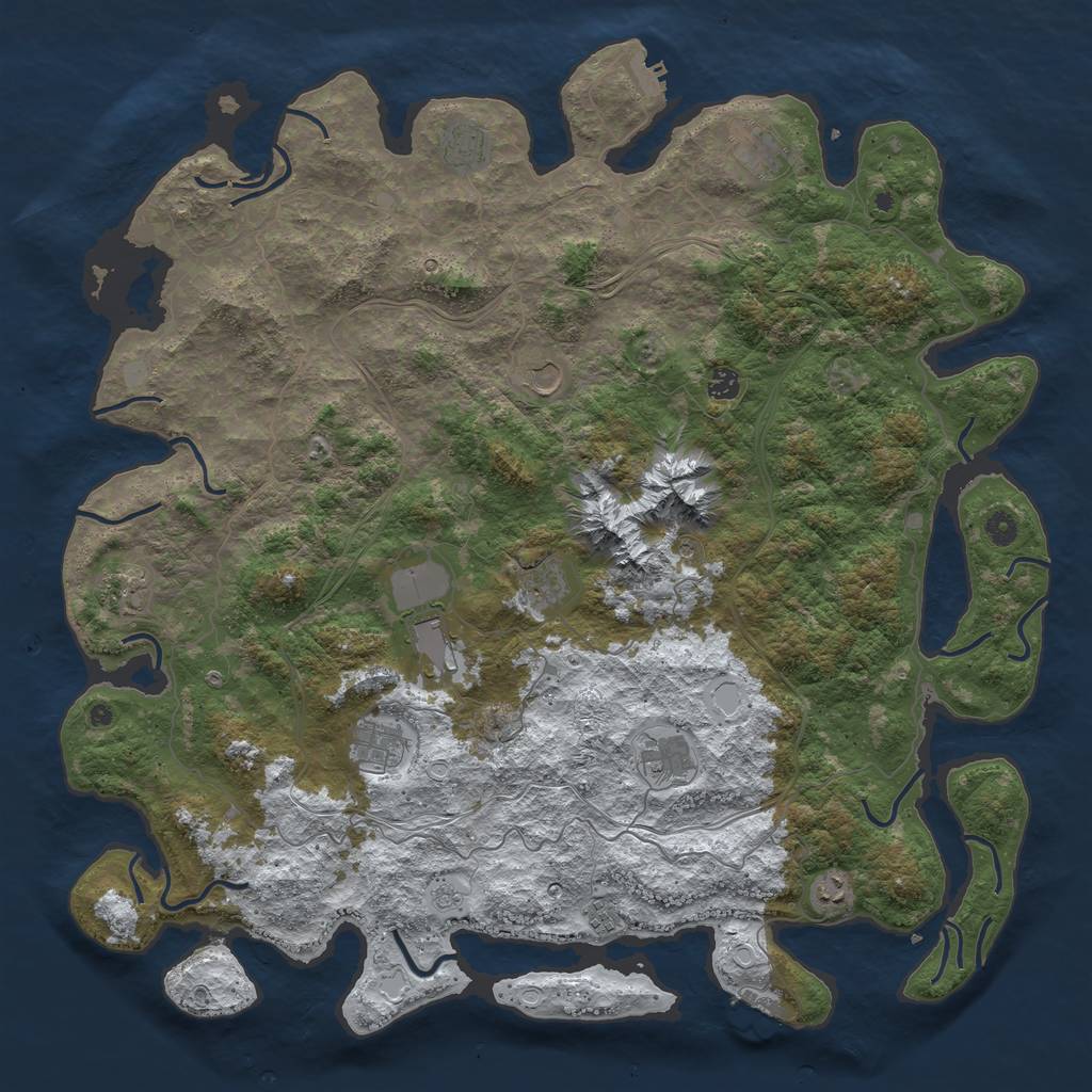 Rust Map: Procedural Map, Size: 5000, Seed: 43151234, 20 Monuments