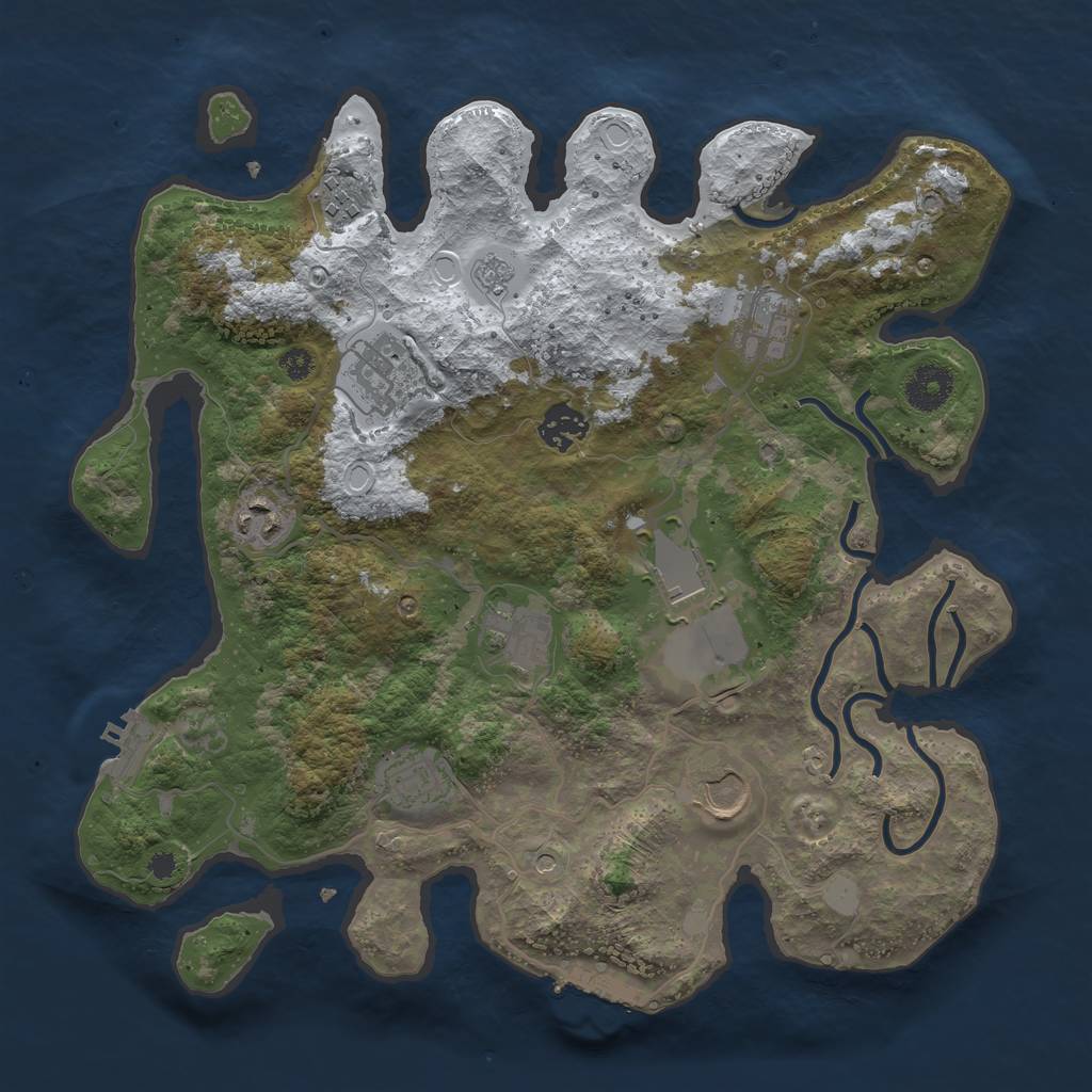 Rust Map: Procedural Map, Size: 3500, Seed: 1202327313, 18 Monuments