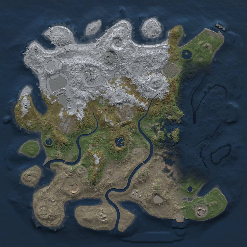 Rust Map: Procedural Map, Size: 3750, Seed: 133109307, 16 Monuments