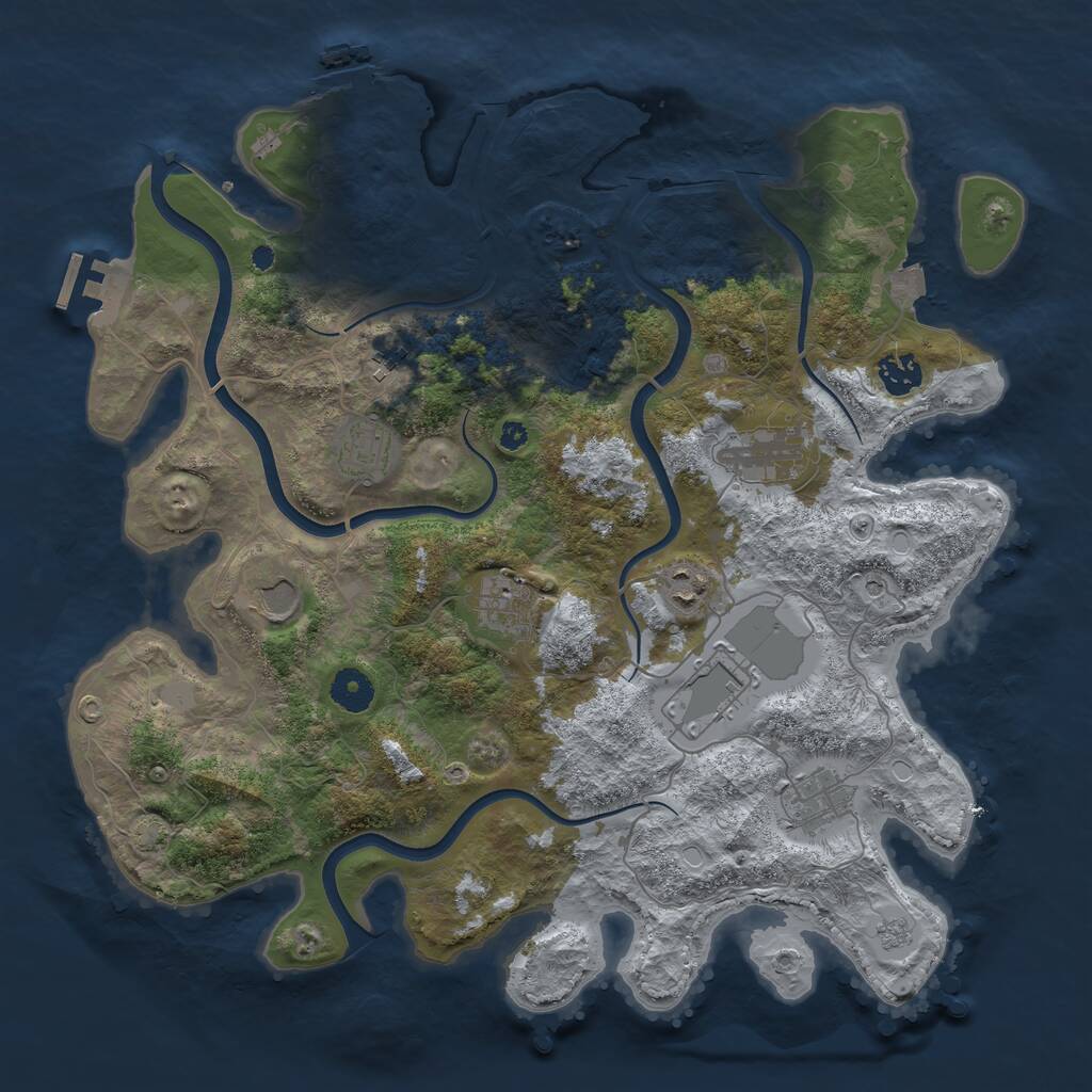 Rust Map: Procedural Map, Size: 3850, Seed: 1352112171, 15 Monuments