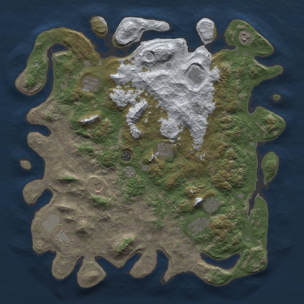 Rust Map: Barren, Size: 4500, Seed: 979797, 13 Monuments