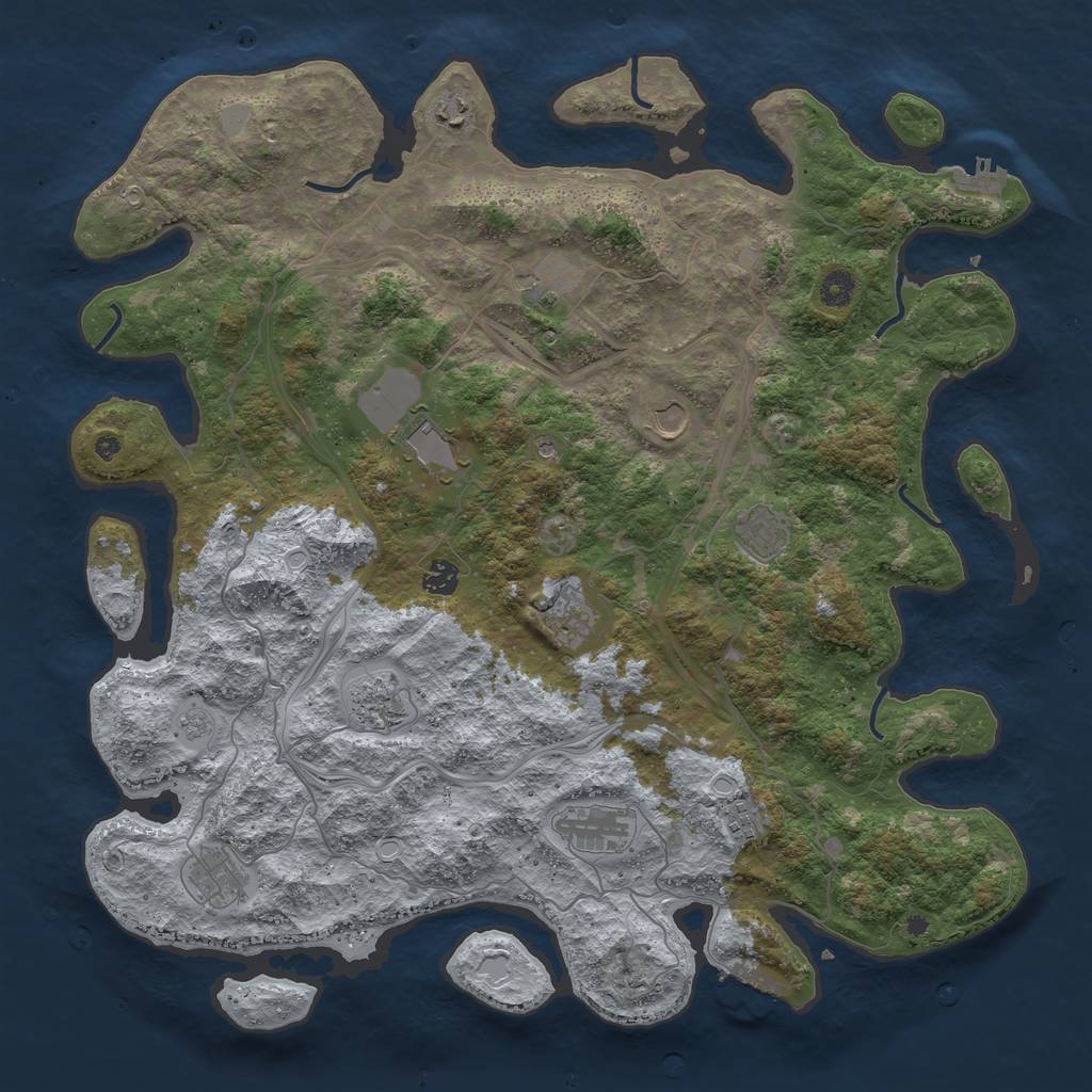 Rust Map: Procedural Map, Size: 4500, Seed: 500, 18 Monuments