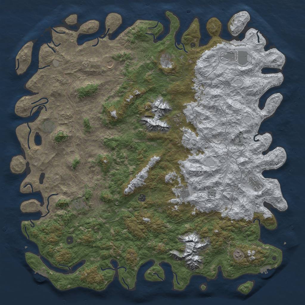 Rust Map: Procedural Map, Size: 6000, Seed: 8000, 20 Monuments