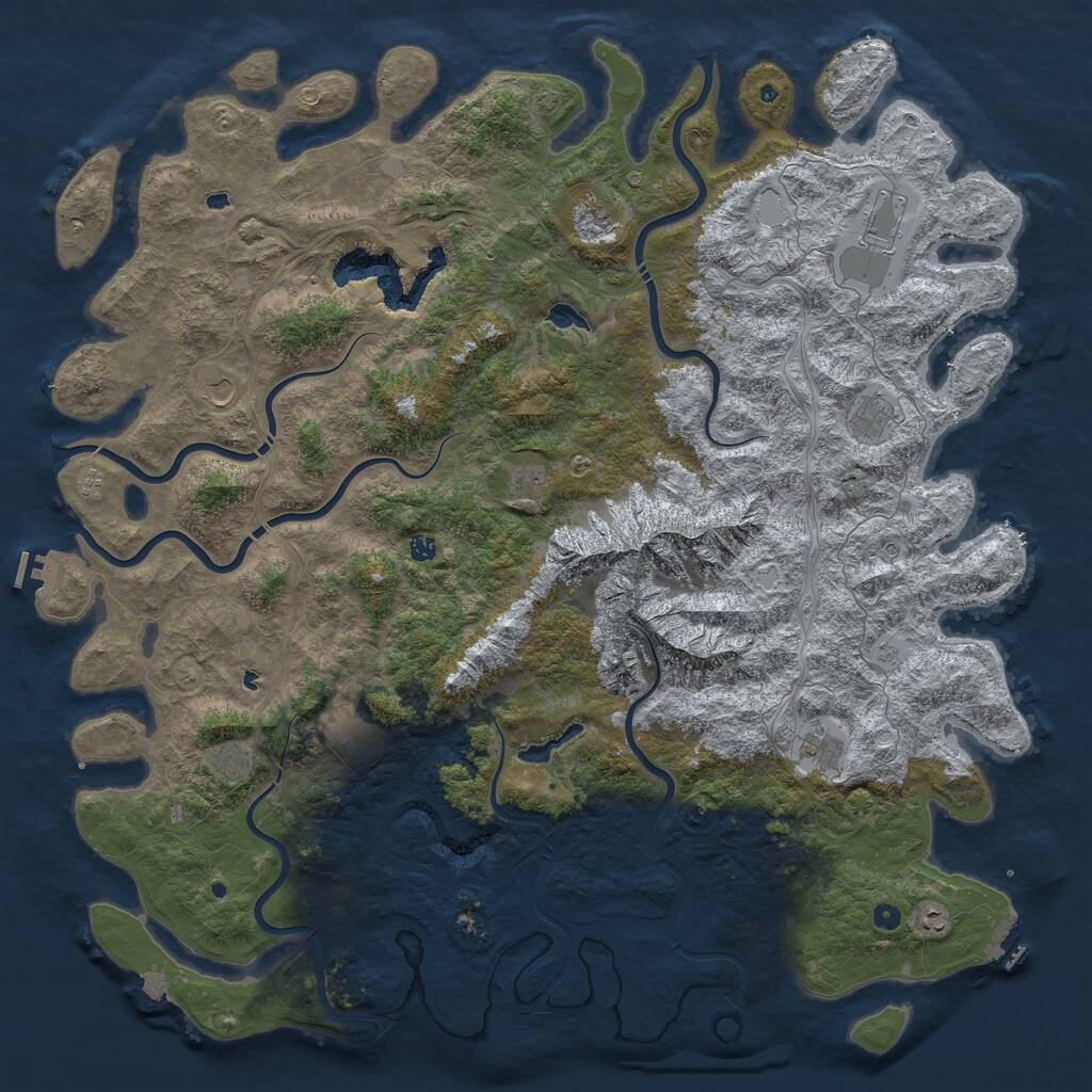 Rust Map: Procedural Map, Size: 6000, Seed: 8000, 17 Monuments