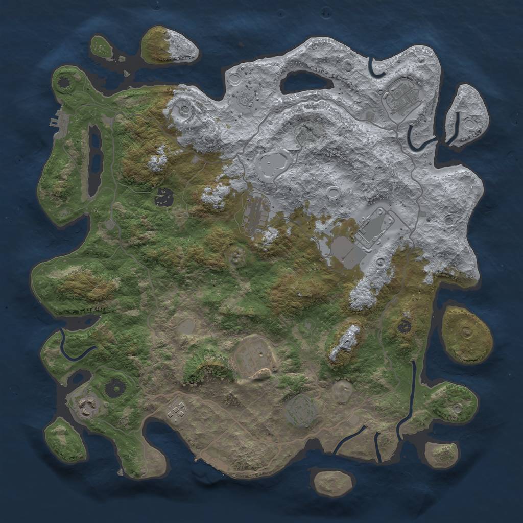 Rust Map: Procedural Map, Size: 4000, Seed: 553365435, 17 Monuments