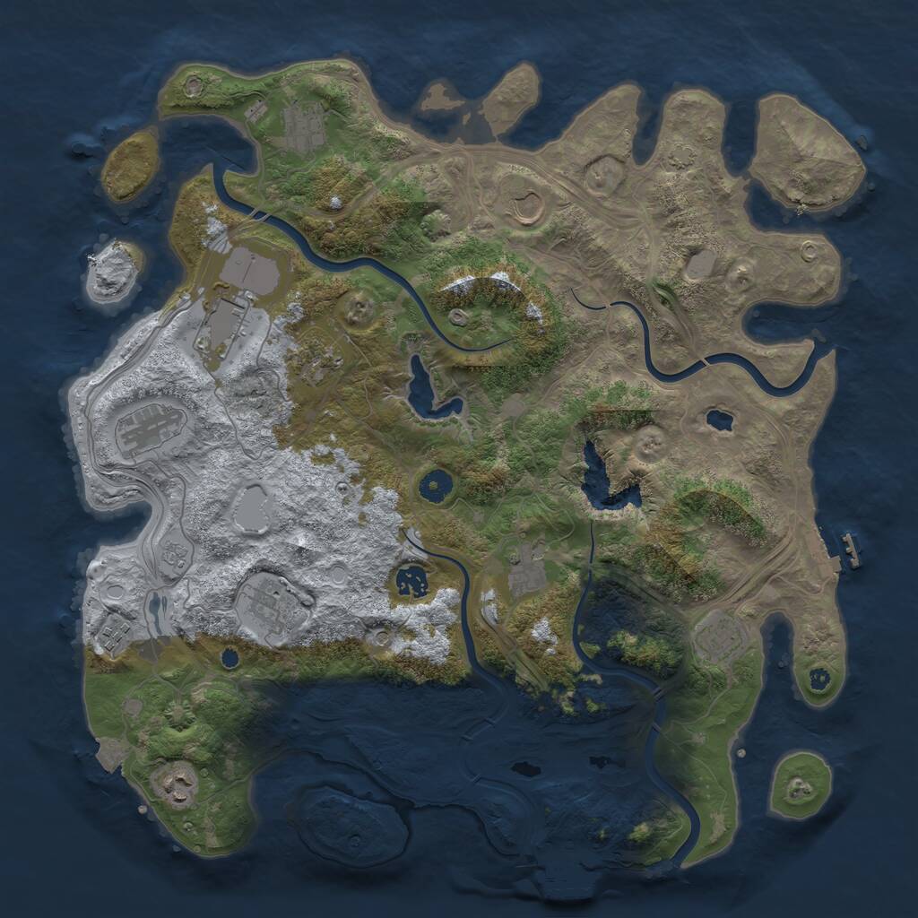 Rust Map: Procedural Map, Size: 4250, Seed: 369258147, 17 Monuments
