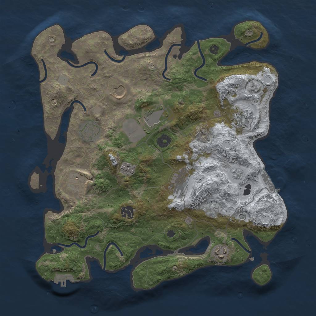 Rust Map: Procedural Map, Size: 3500, Seed: 87654, 18 Monuments