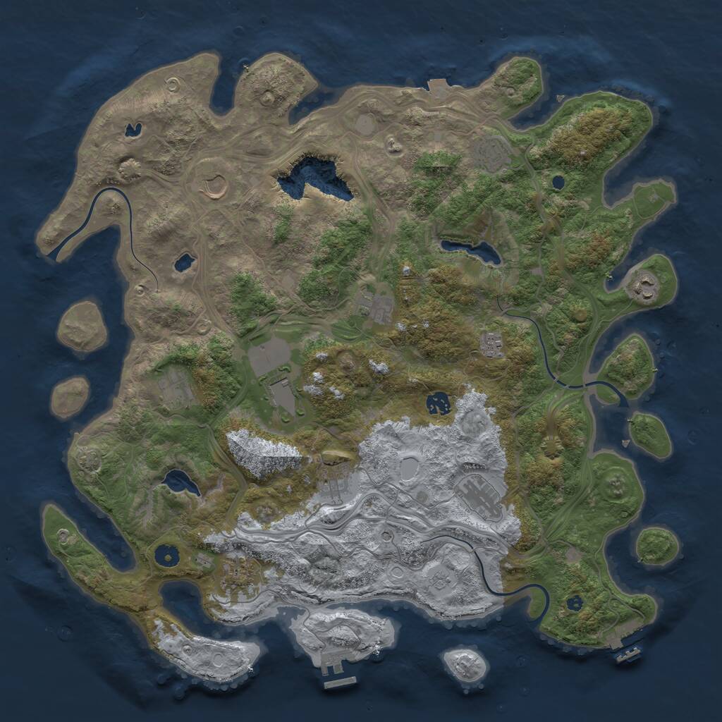 Rust Map: Procedural Map, Size: 4500, Seed: 26372371, 17 Monuments