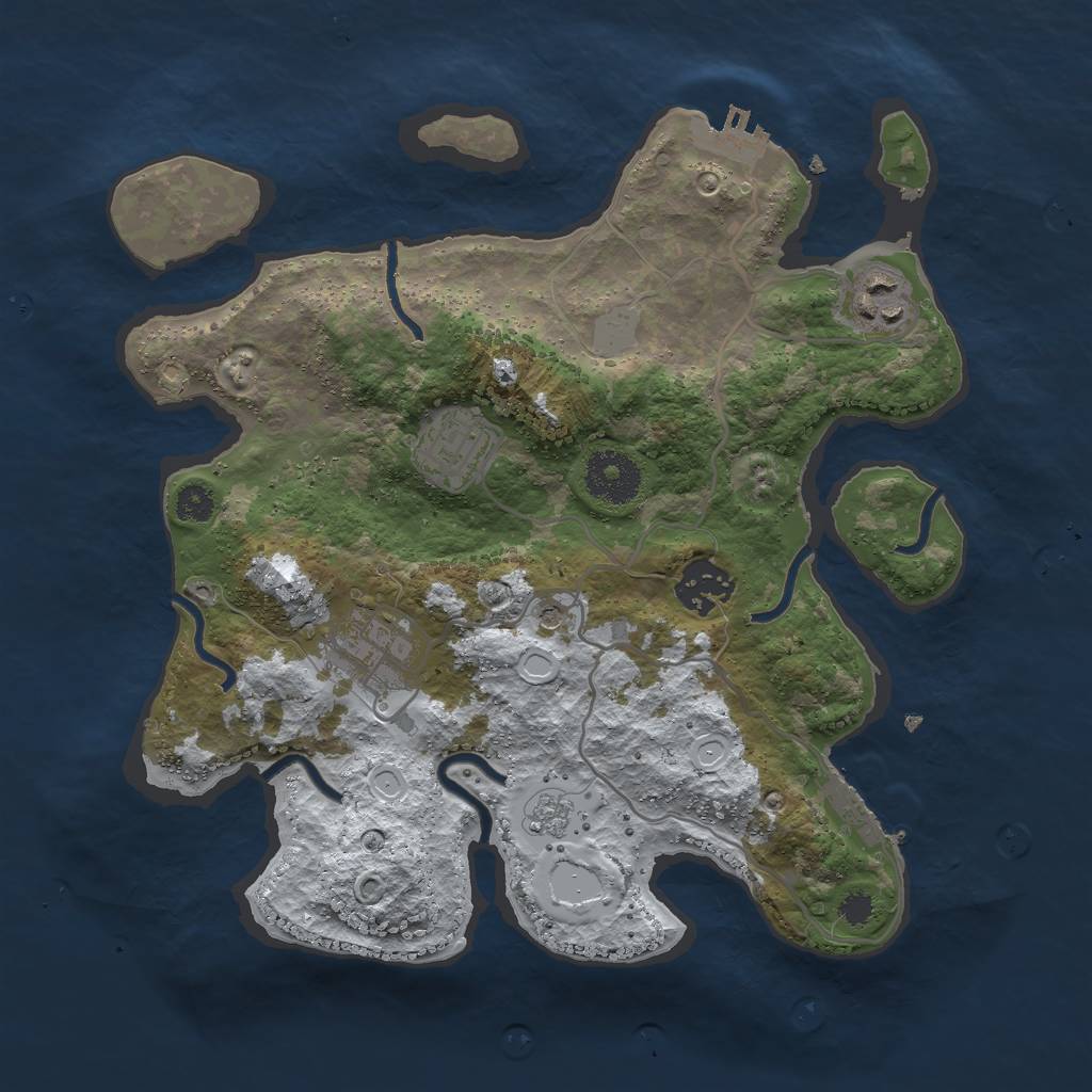 Rust Map: Procedural Map, Size: 3000, Seed: 3911, 13 Monuments
