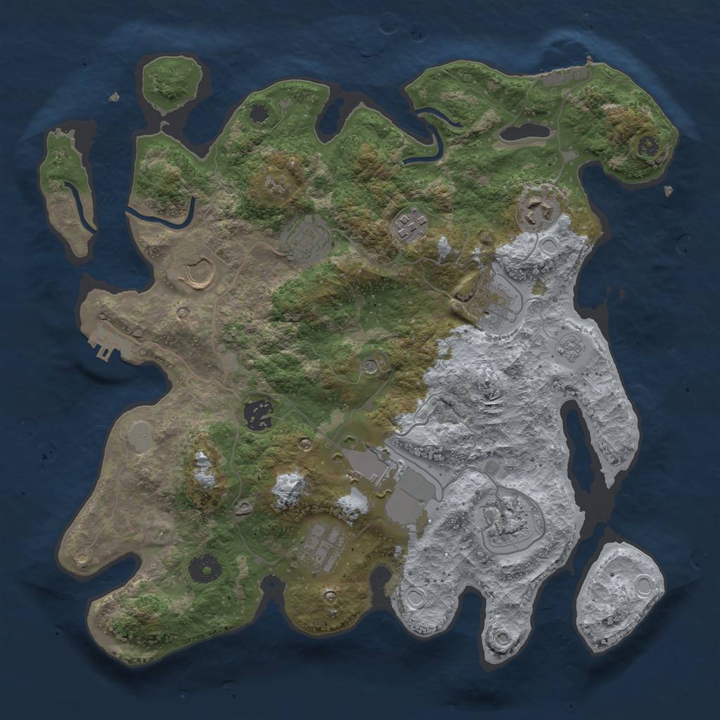 Rust Map: Procedural Map, Size: 3500, Seed: 1712456726, 18 Monuments