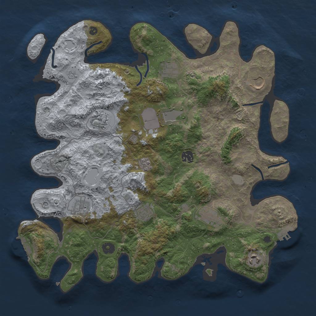 Rust Map: Procedural Map, Size: 3850, Seed: 1040871444, 19 Monuments