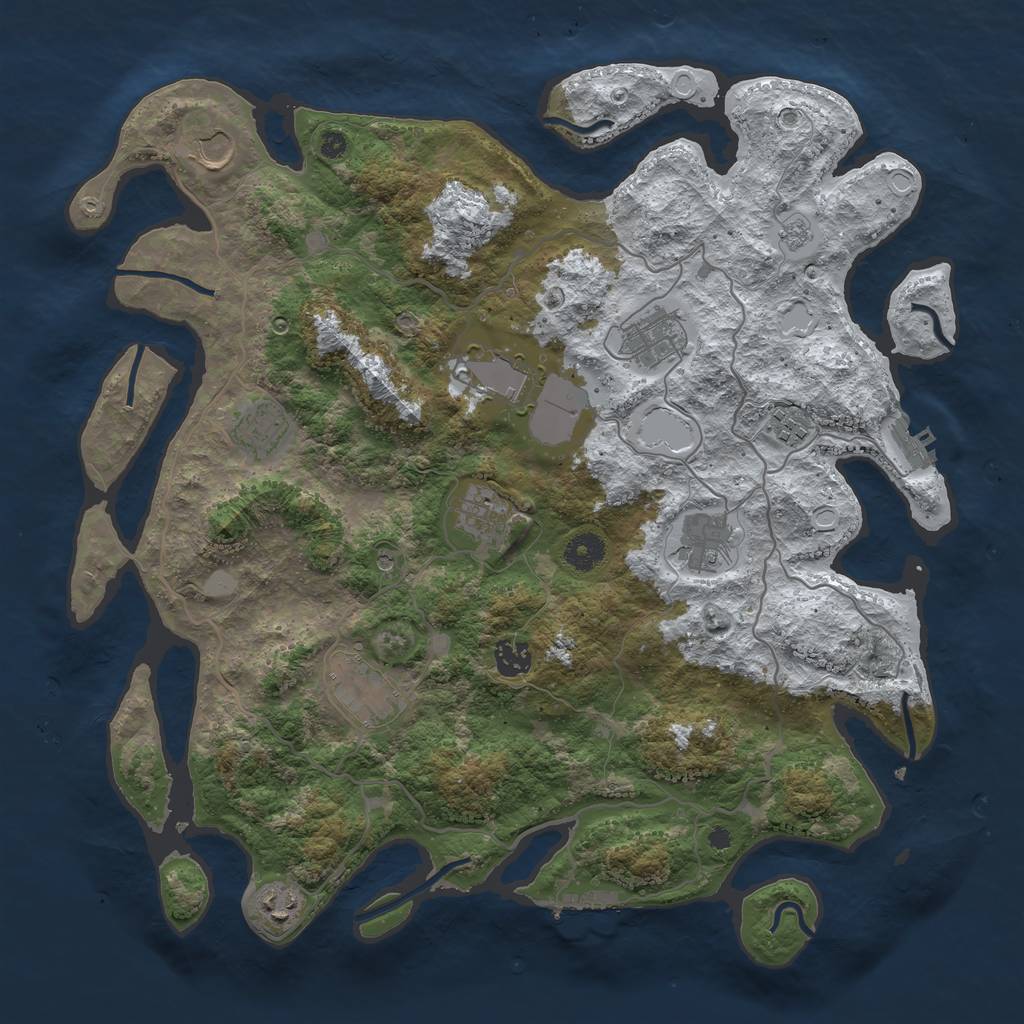 Rust Map: Procedural Map, Size: 4000, Seed: 119933560, 19 Monuments