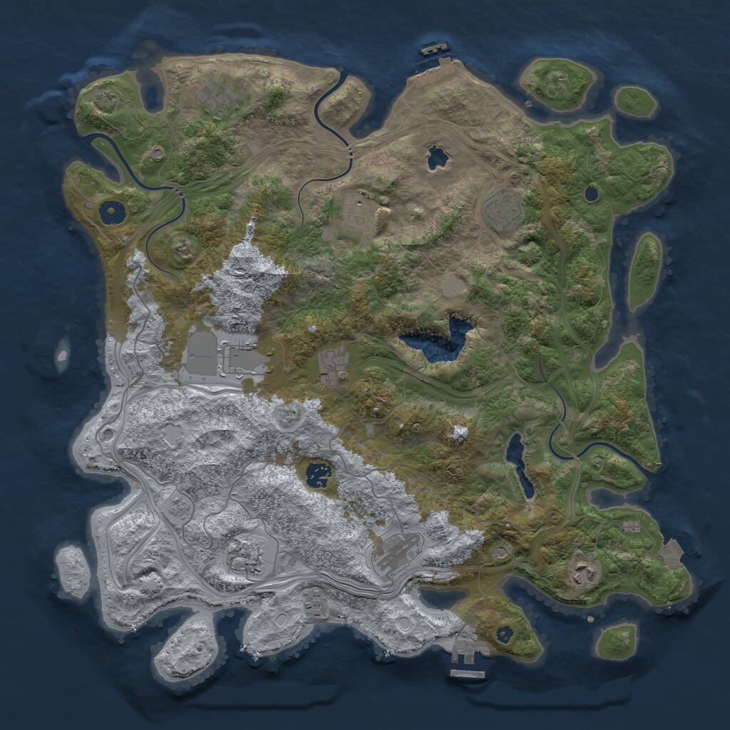 Rust Map: Procedural Map, Size: 4300, Seed: 1005, 16 Monuments