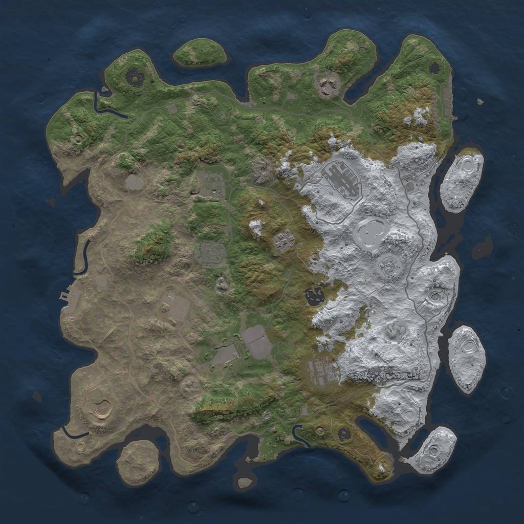 Rust Map: Procedural Map, Size: 4050, Seed: 130115999, 19 Monuments