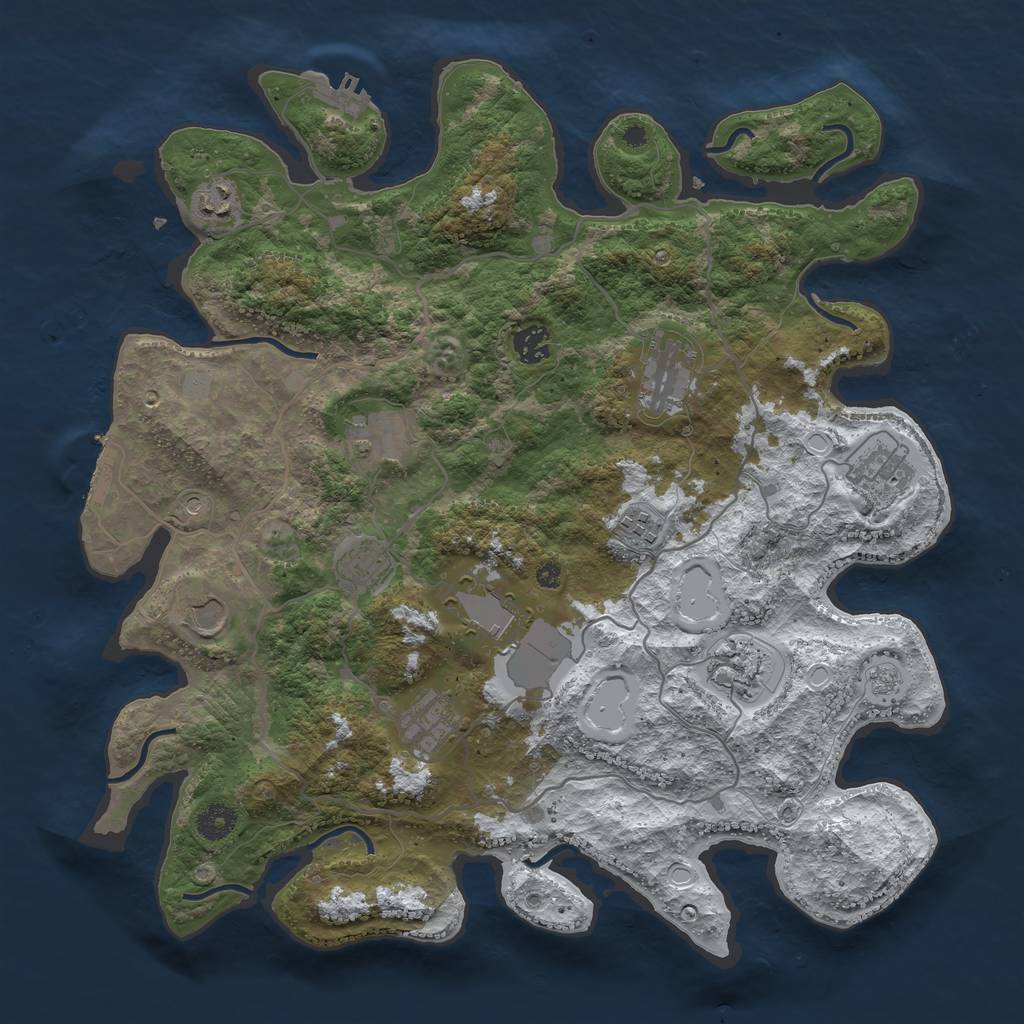 Rust Map: Procedural Map, Size: 4000, Seed: 2068435825, 20 Monuments