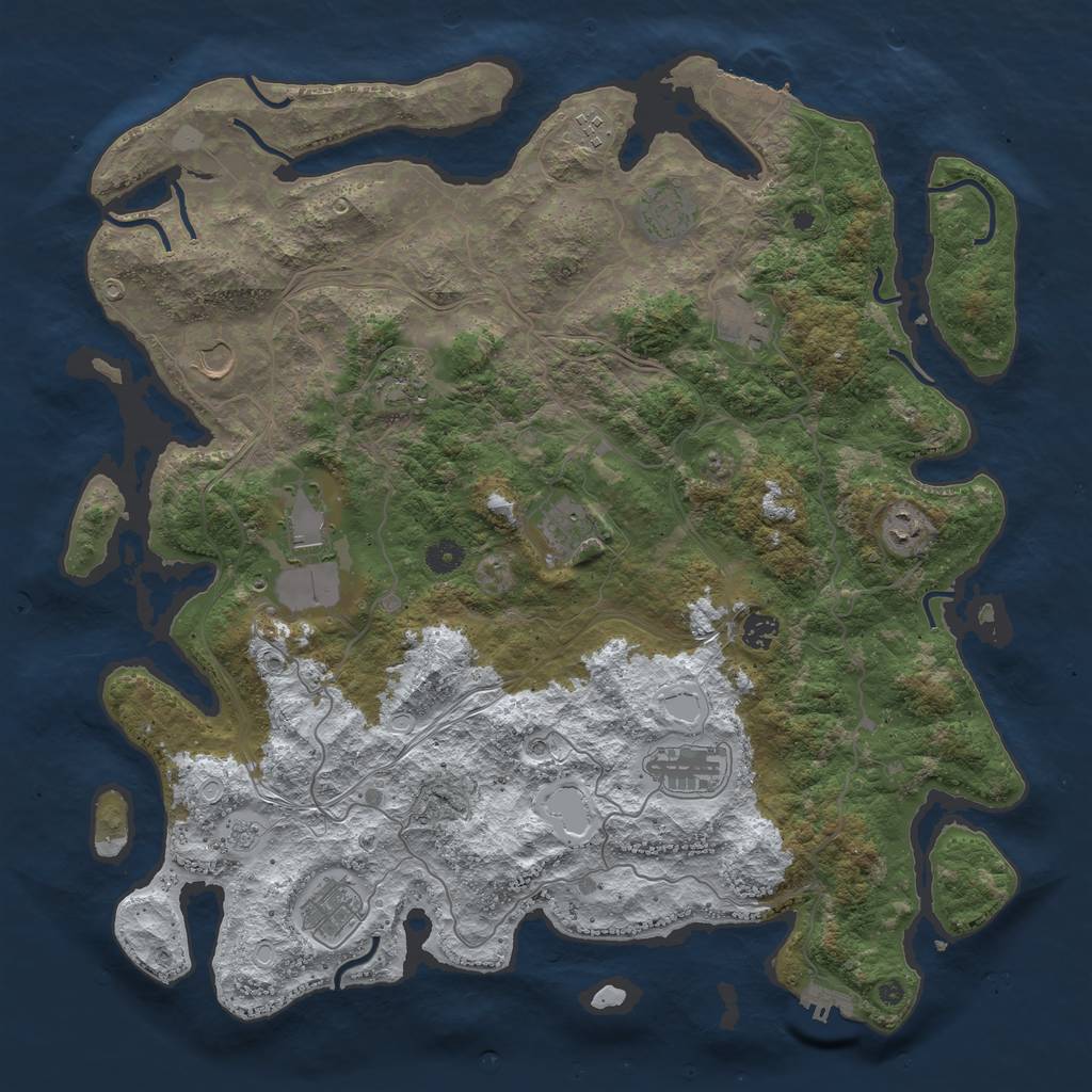 Rust Map: Procedural Map, Size: 4500, Seed: 486795475, 20 Monuments