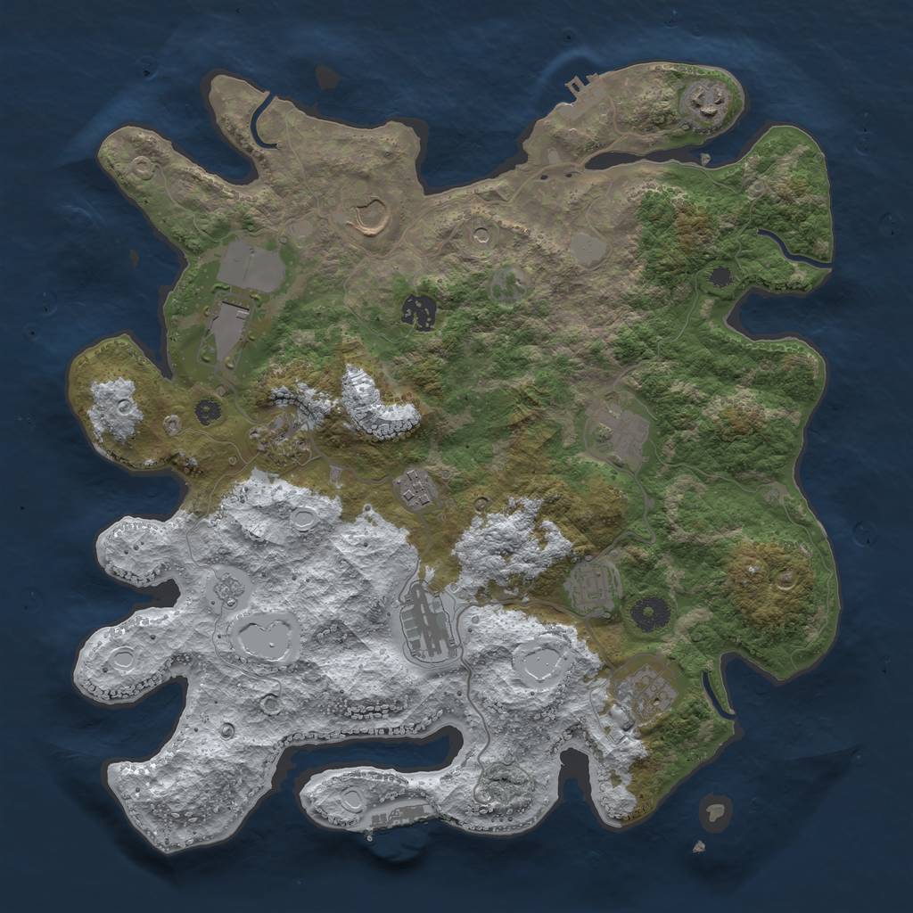 Rust Map: Procedural Map, Size: 3750, Seed: 994947024, 19 Monuments