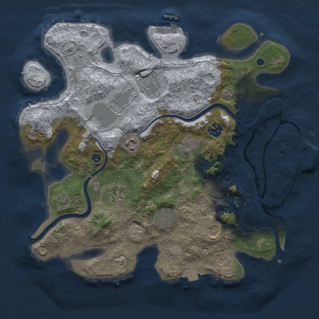 Rust Map: Procedural Map, Size: 3500, Seed: 209252491, 15 Monuments