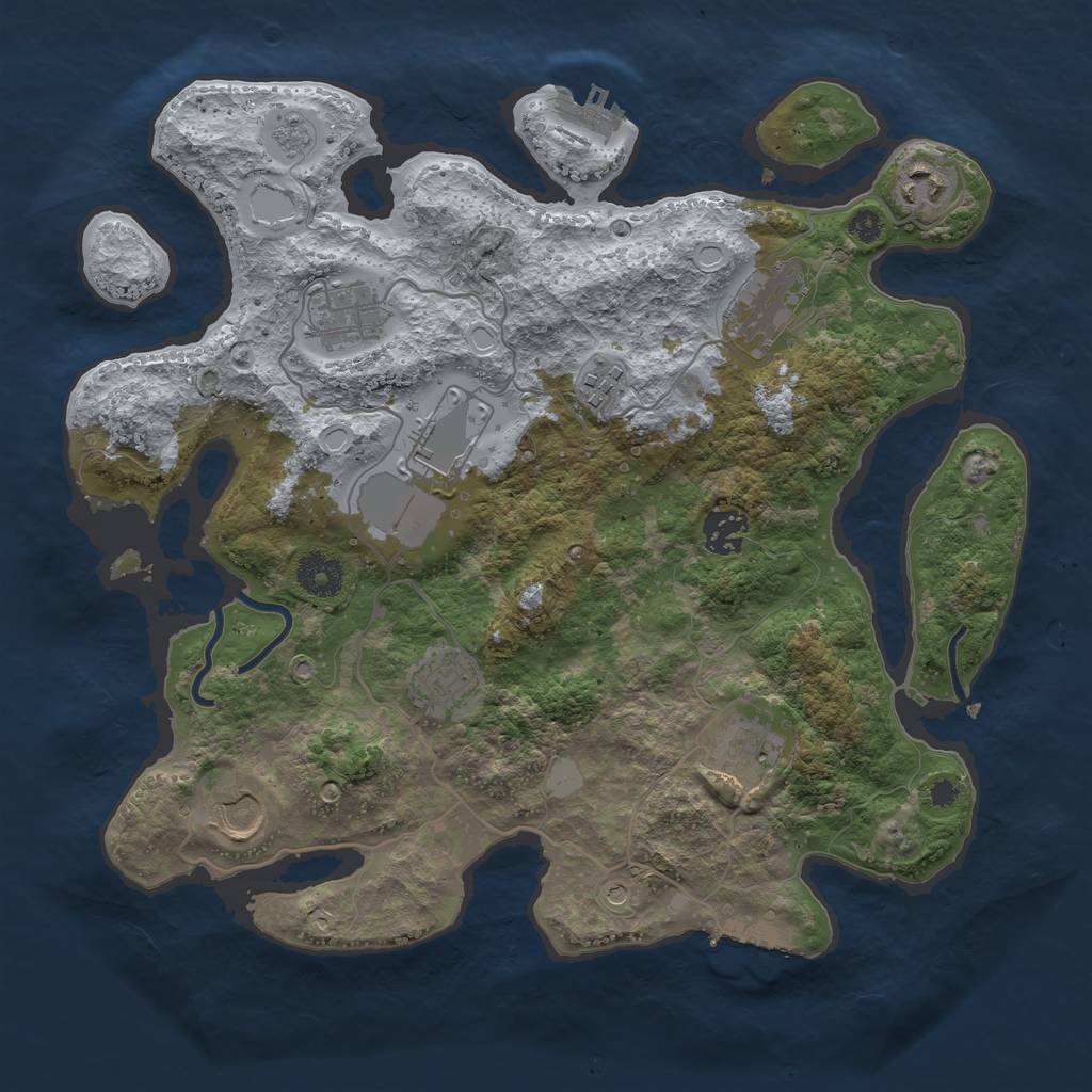 Rust Map: Procedural Map, Size: 3500, Seed: 209252491, 18 Monuments