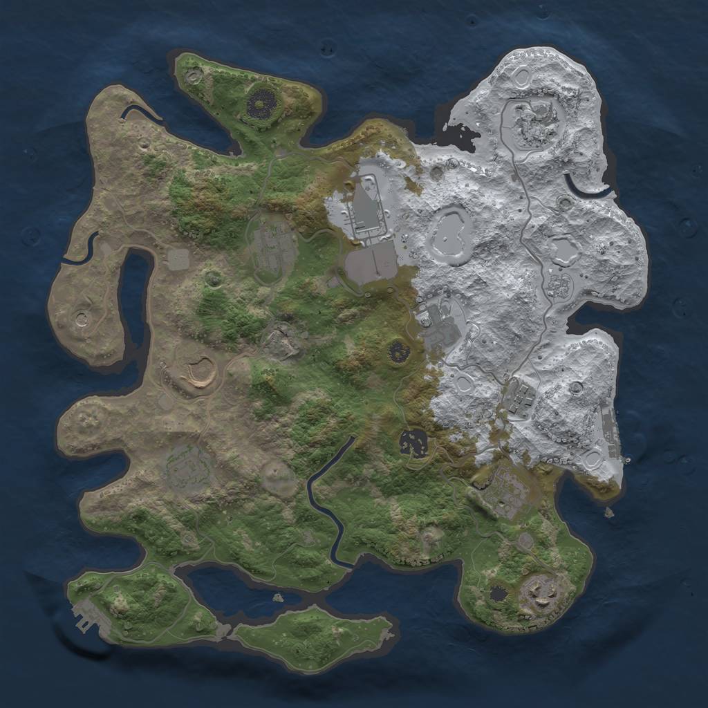Rust Map: Procedural Map, Size: 3500, Seed: 296054299, 19 Monuments